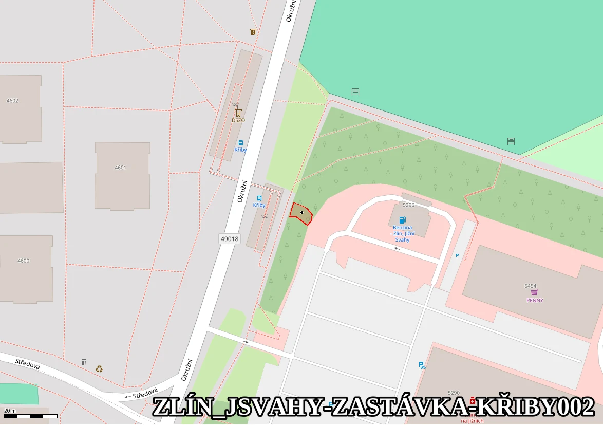 Za zastávkou u zkratky k benzínce-Bille